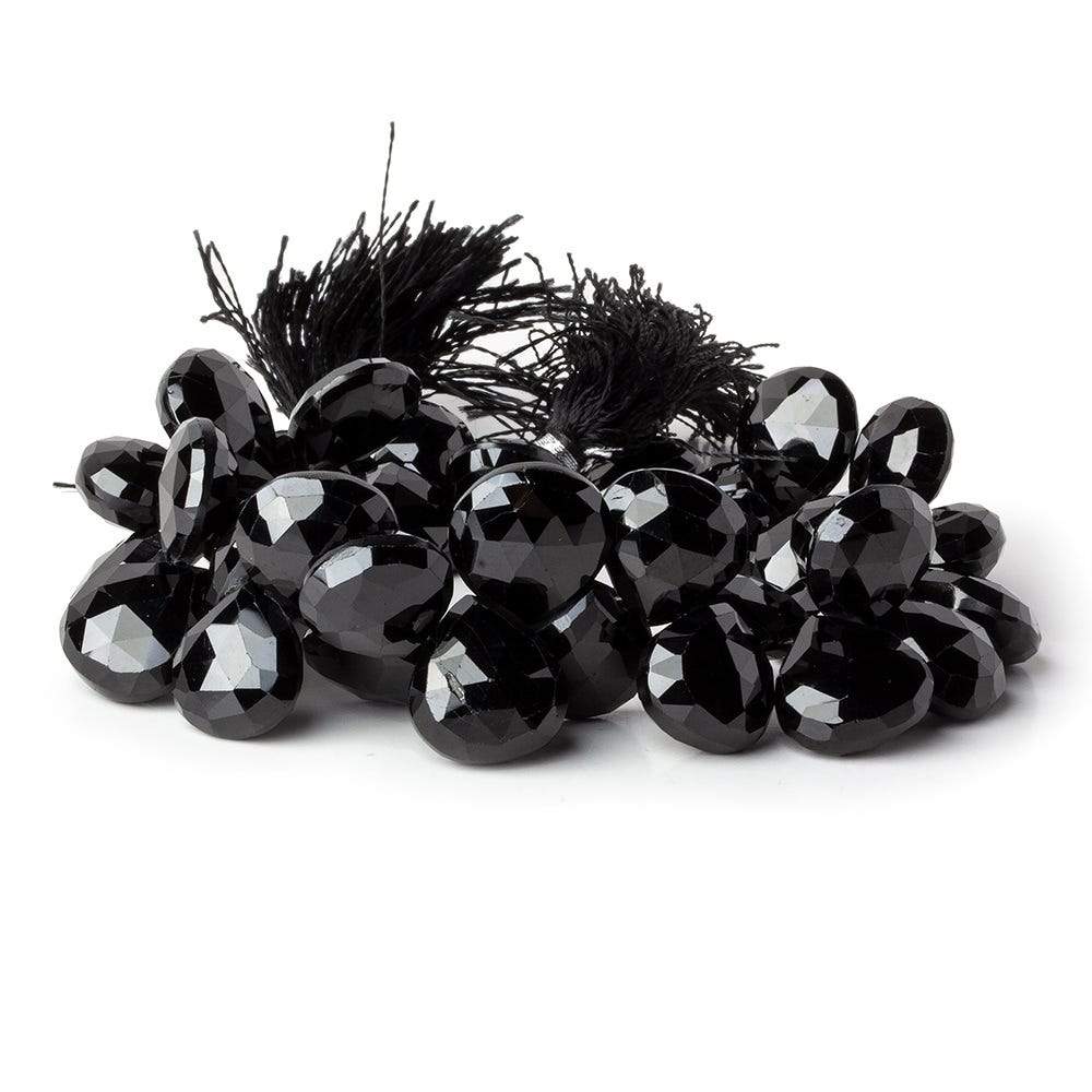 10-11mm Black Spinel Faceted Hearts 7.5 inch 38 beads