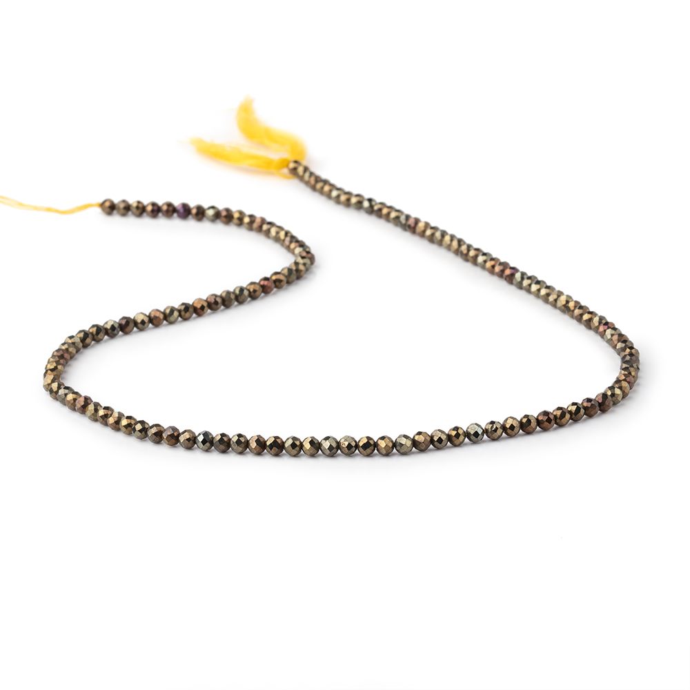 3mm Metallic Bronze Black Spinel Micro faceted rounds 13 inch 128 beads