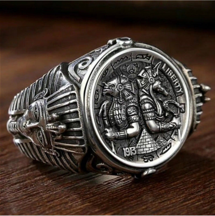 Men's Horus Anubis Wanderer Ancient Egypt Personality Trendy Ring