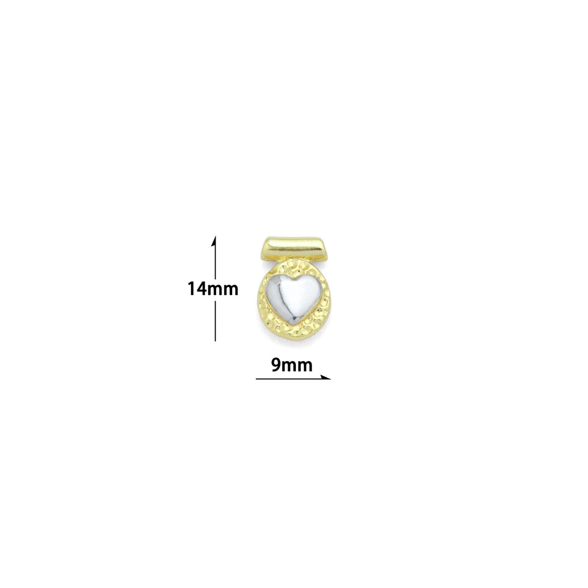 CZ Dual Color Heart Charm Pendant, Sku#LK1183