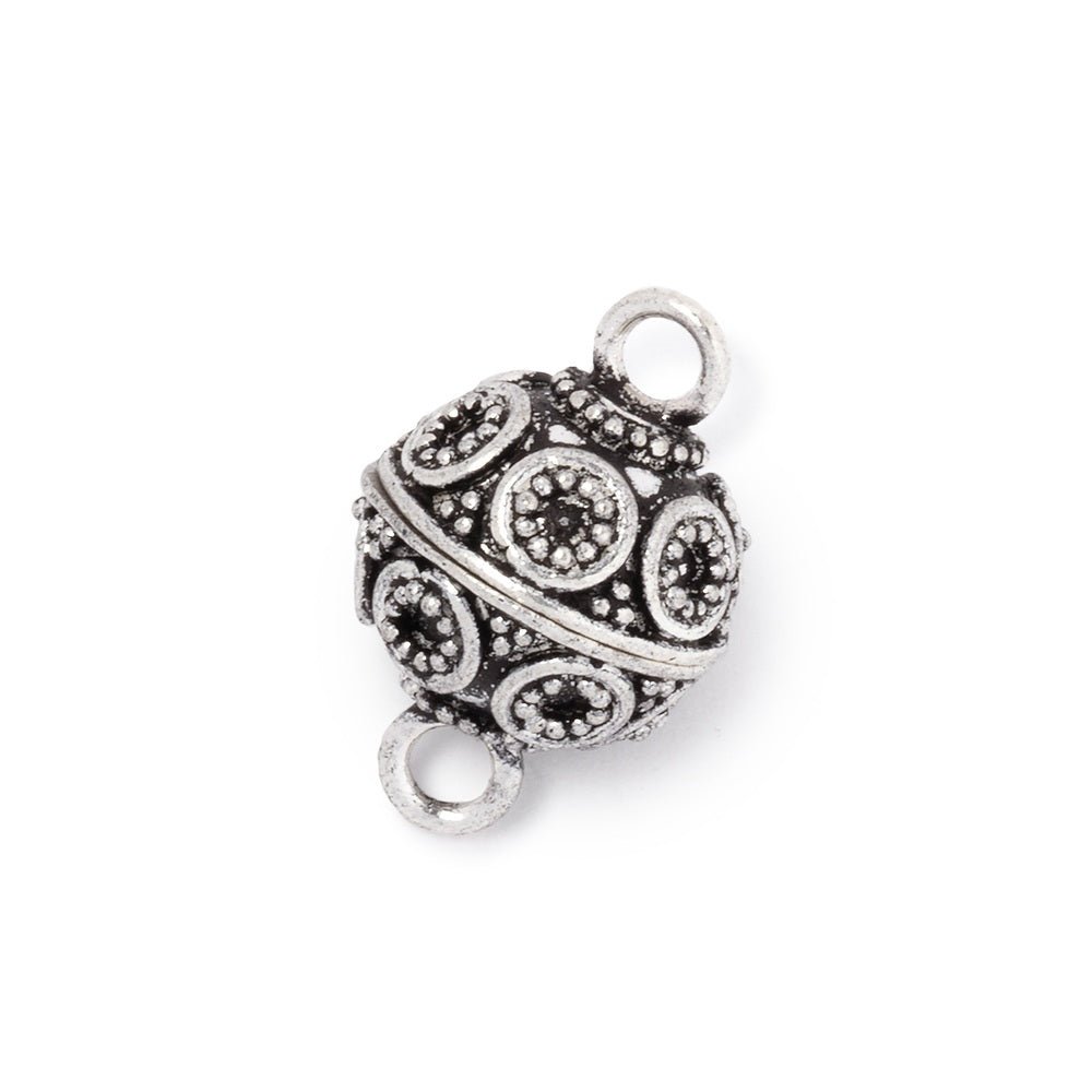 12mm Antiqued Sterling Silver Miligrain Circle Magnetic Clasp 1 piece