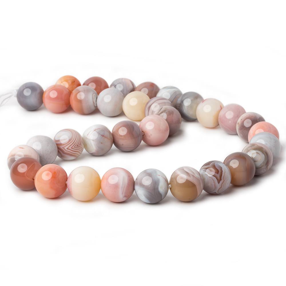 12mm Multi Color Banded Agate plain round beads 15.5 inch 33 pieces AA