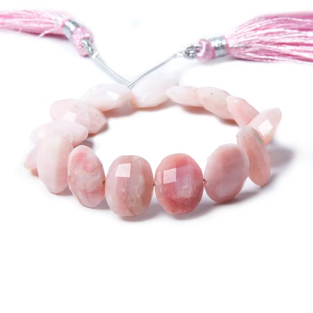12x10-14x10mm Pink Peruvian Opal Side Drilled Faceted Cushion 6 in. 14 beads