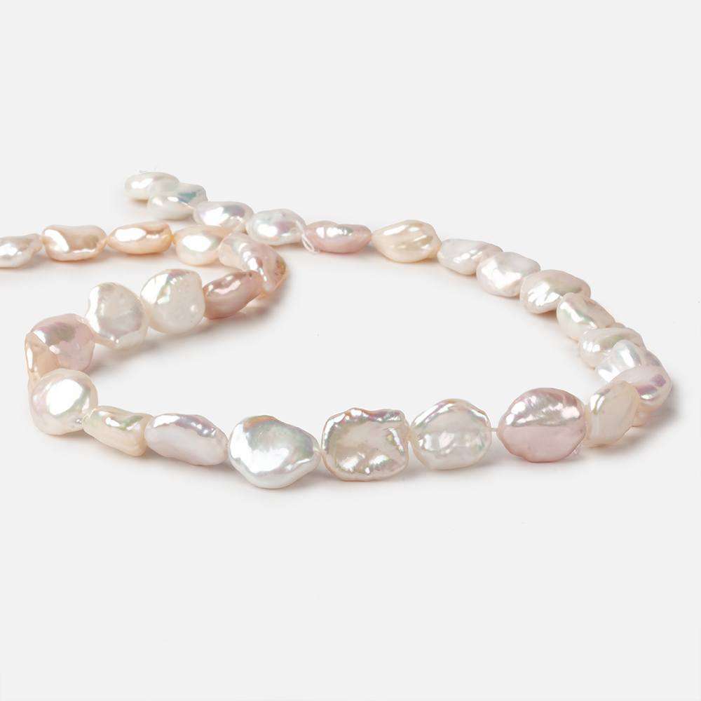 12x11-14x11mm Rose' White Straight Drilled Keshi Freshwater Pearls 16 inch 32 pieces