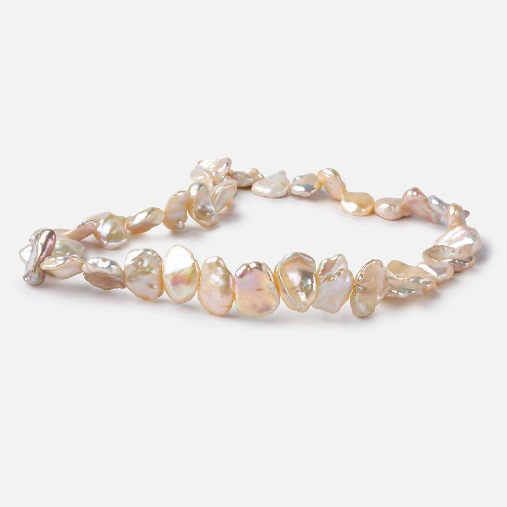 12x11-16x13mm Pale Salmon side drilled Keshi Freshwater Pearls 16 inch 36 pieces AA