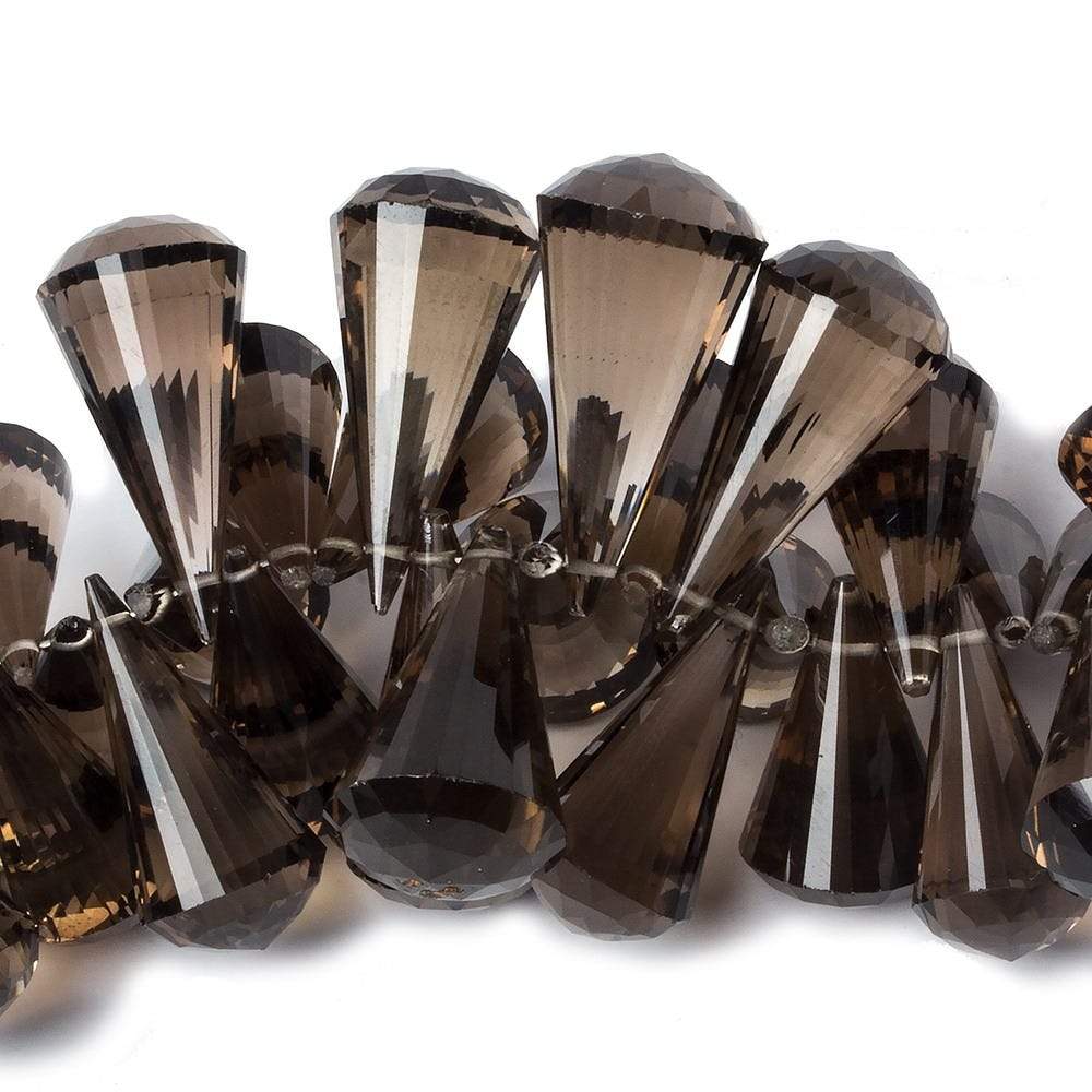 12x8-24x12mm Smoky Quartz top drill faceted pendulum bead 6 inch 52 pieces AAA