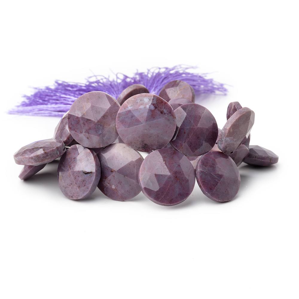 13-17mm Turkish Purple Jade Faceted Coin Beads 7.25 inch 28 pieces