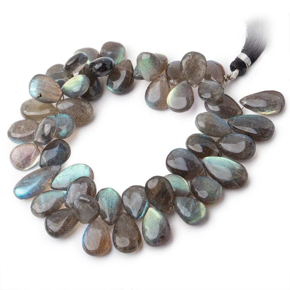 12x8-16x9mm Labradorite Plain Pear Beads 8 inch 44 pieces A Grade