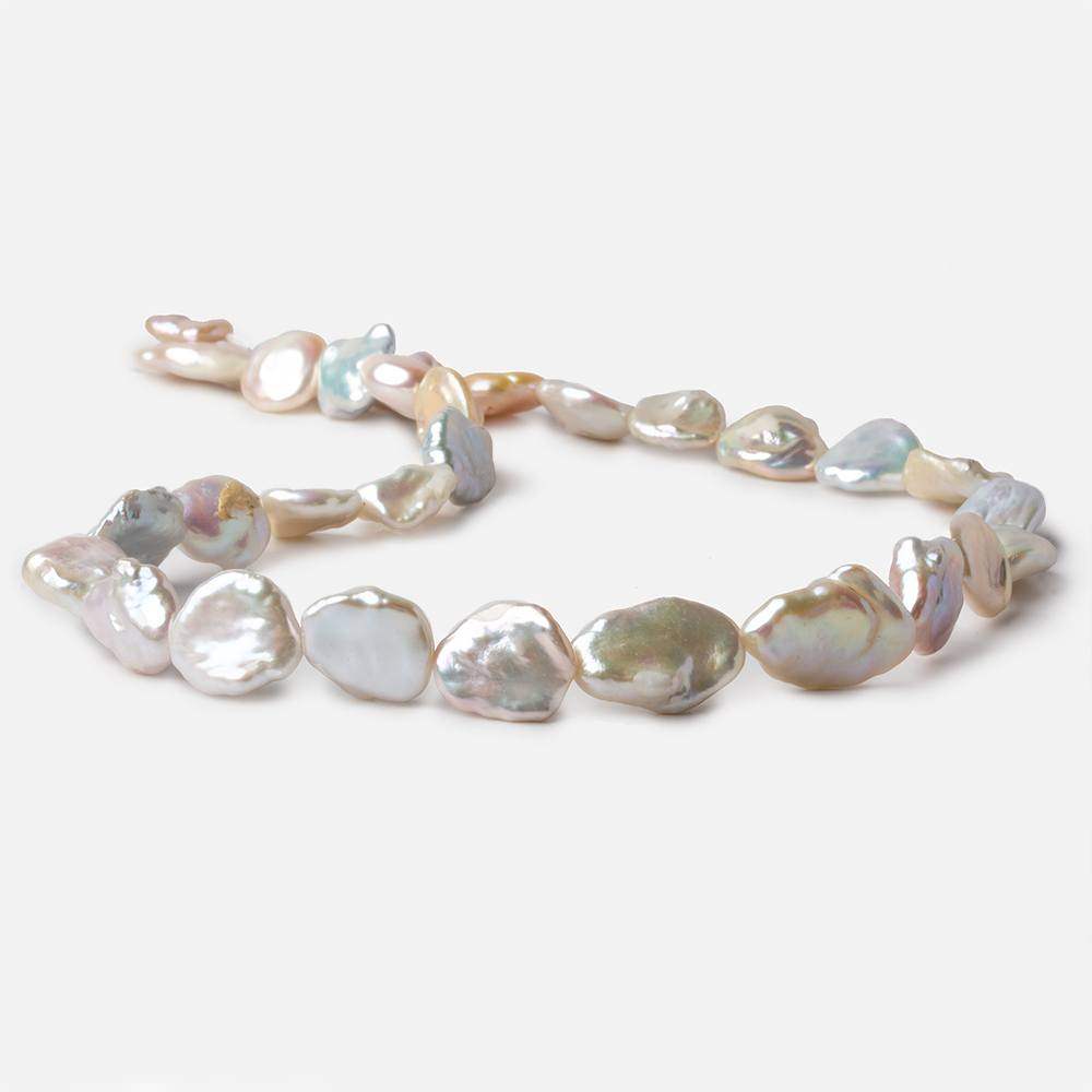 13x12-16x13mm Tri Color straight drilled Keshi Freshwater Pearls 16 inch 23 pieces AA