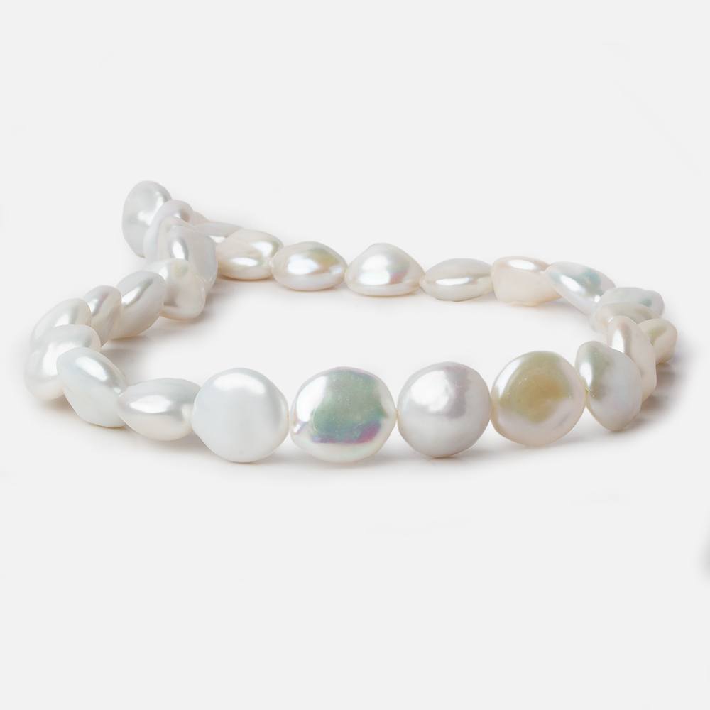13x13-14x14.5mm White Coin Freshwater Pearls 16 inch pieces