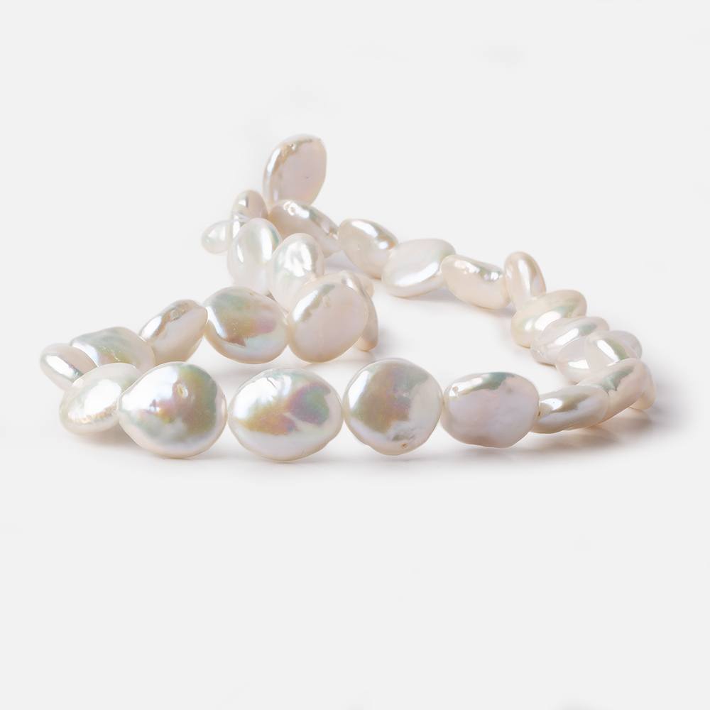 13x13.5-13x15mm Rose' White Coin Freshwater Pearls 16 inch 29 pieces