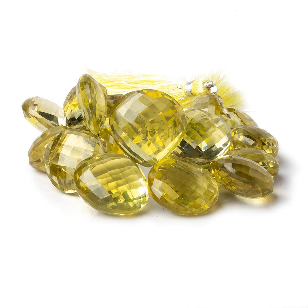 14-20mm Lemon Quartz Faceted Heart Briolette Beads 6 inch 22 pieces AAA
