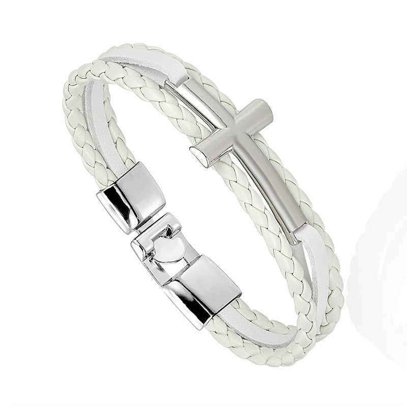 Men's Vintage Leather Cross Creative Chinese Style Bracelet