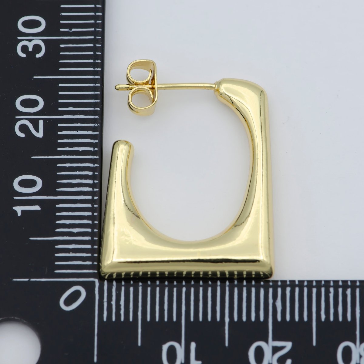 14K GF Dainty Squared Hoops Chunky Gold Hoops,Light Everyday Wear Hoop Earrings,Bold Zoom Hoop Earring Unique Shape Earring P-259