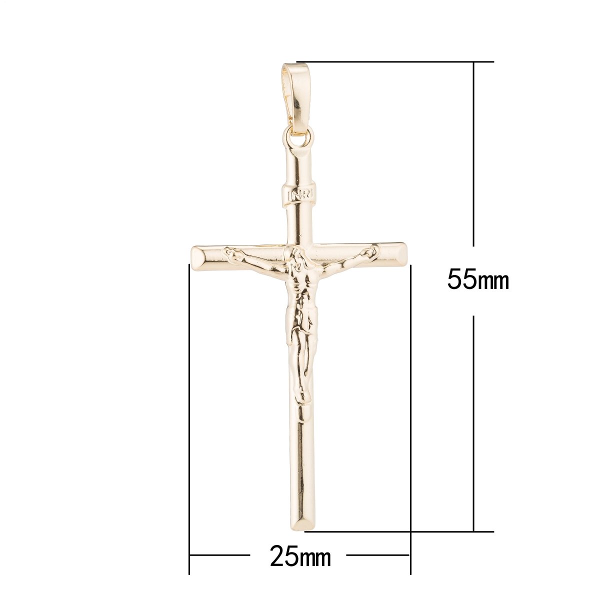 14k Gold Fill Jesus Cross Crucifix Christian, Church, Religion, Believe, DIY Necklace Pendant Charm Bead Bails Findings for Jewelry Making H-431