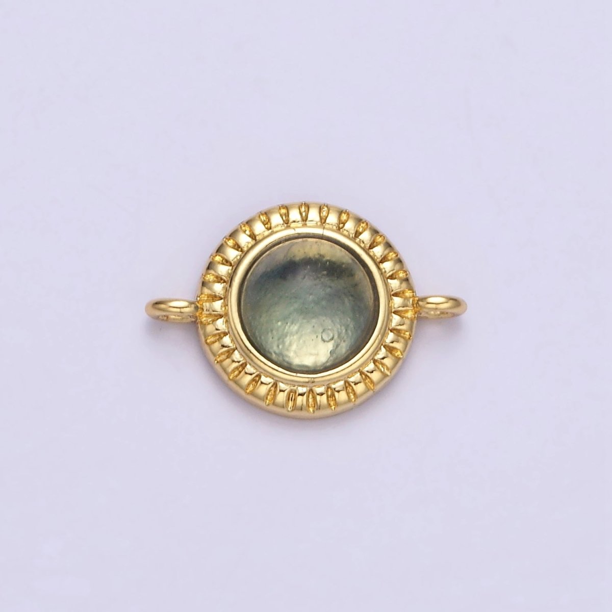 14K Gold Filled 10mm Round Natural Gemstone Lined Connector | Y-738 ~ Y-749