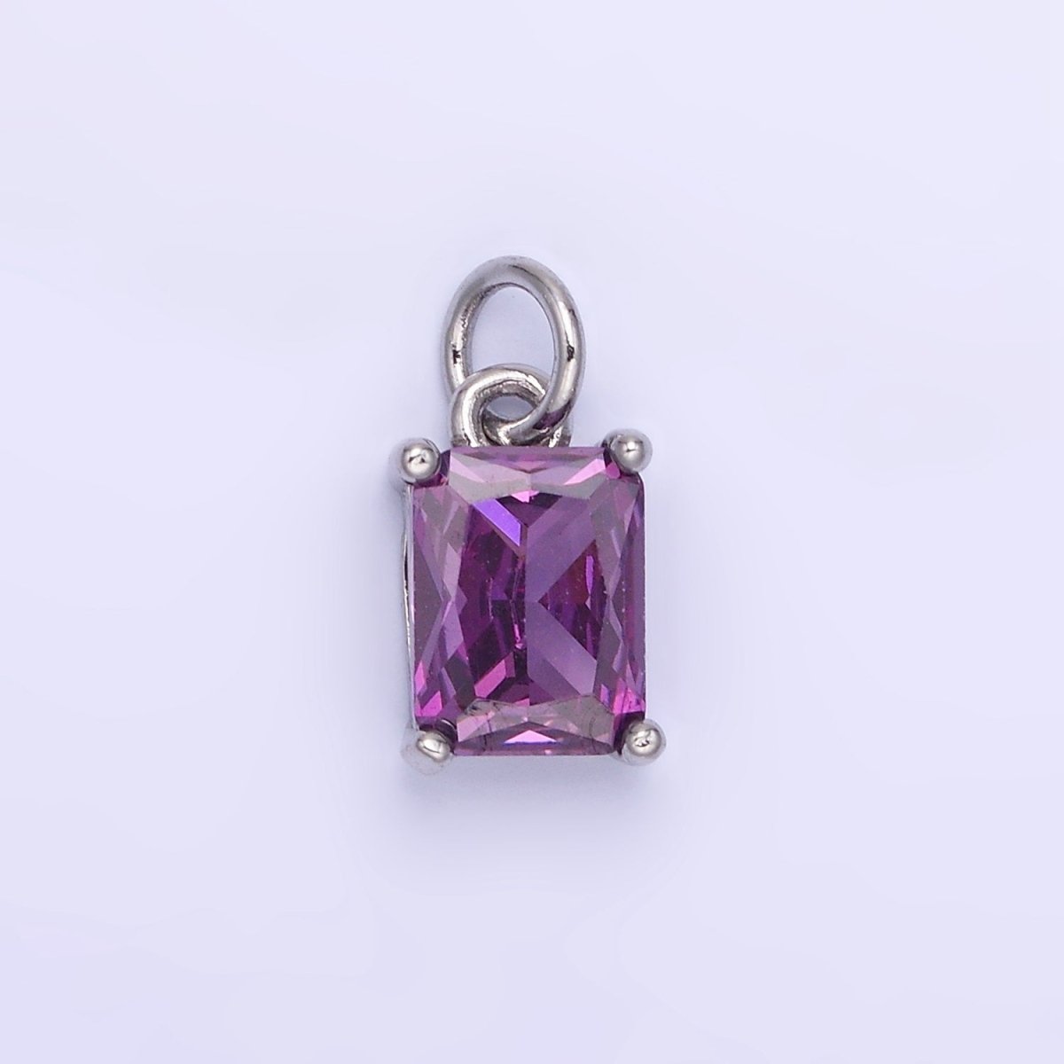 14K Gold Filled Baguette CZ Birthstone Add-On Charm in Gold & Silver | W729 - W744