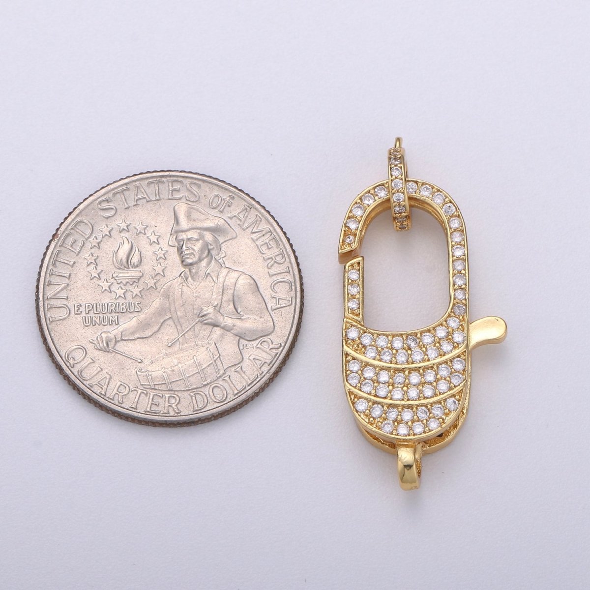 14k Gold Filled Lobster Clasp, CZ Clear Micro Pave Lobster End Clasp, Cubic Clasp Enhancer, DIY, Jewelry Making Supply 35X16mm K-910