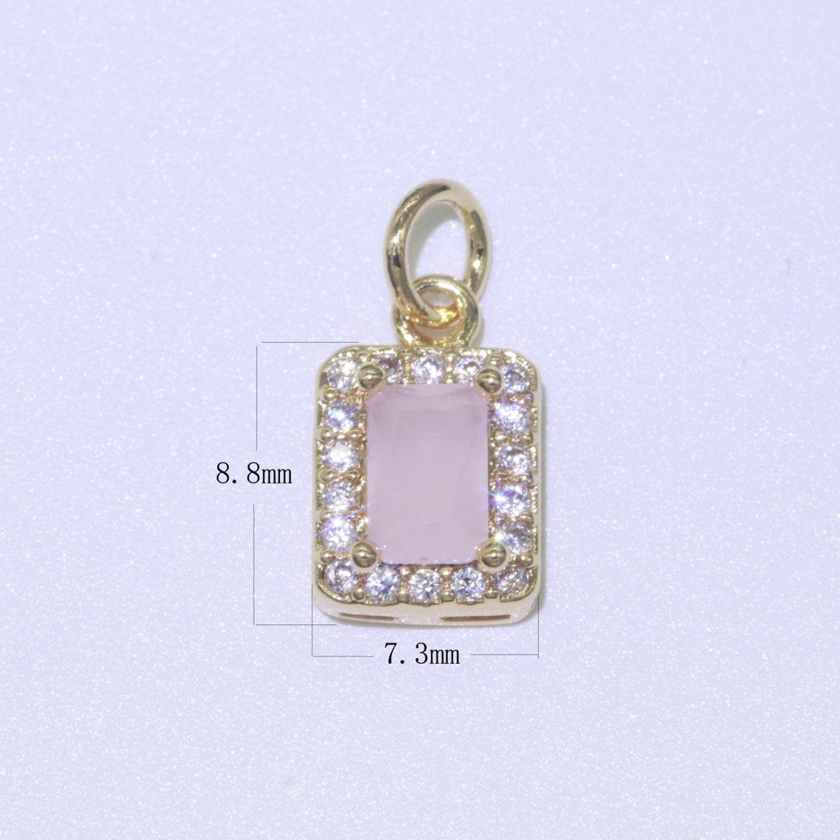 14k Gold Filled Micro Pave CZ Geometric Pendant Charm Emerald Cut Pendant Charm Geometric DIY Jewelry 8.8x7.3mm