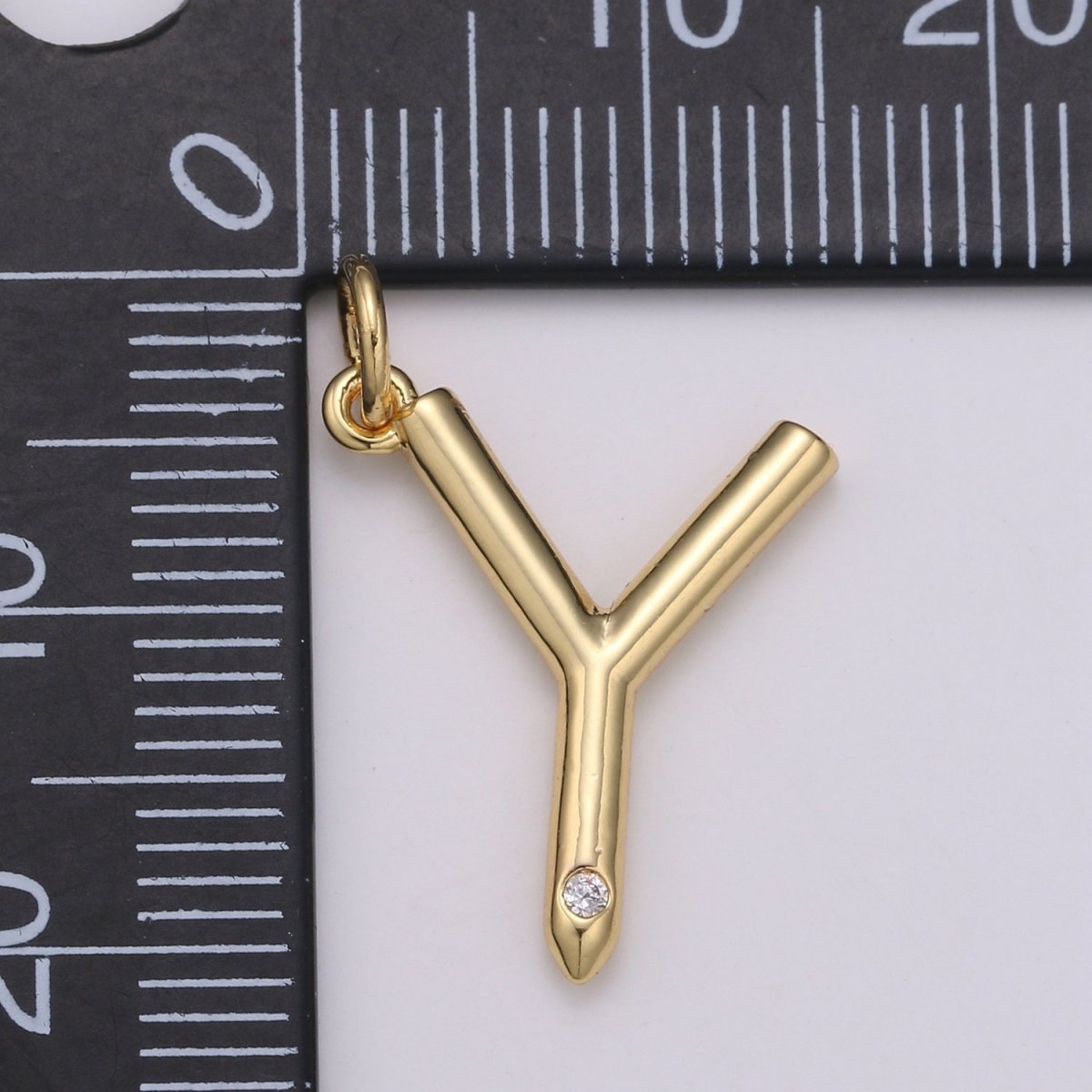 14K Gold Filled Minimalist Initial Clear CZ Personalized Letter Charm | A-171 to A-183