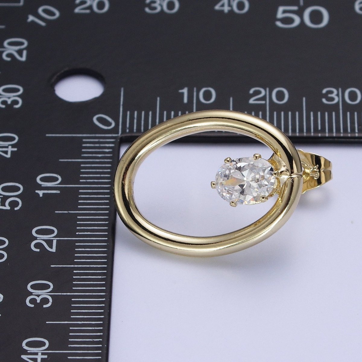 14K Gold Filled Minimalist Stud Earring Light Gold Round Circle with Dainty Cubic Zirconia Crystal, Perfect for Everyday Wear or Gift | AD-566