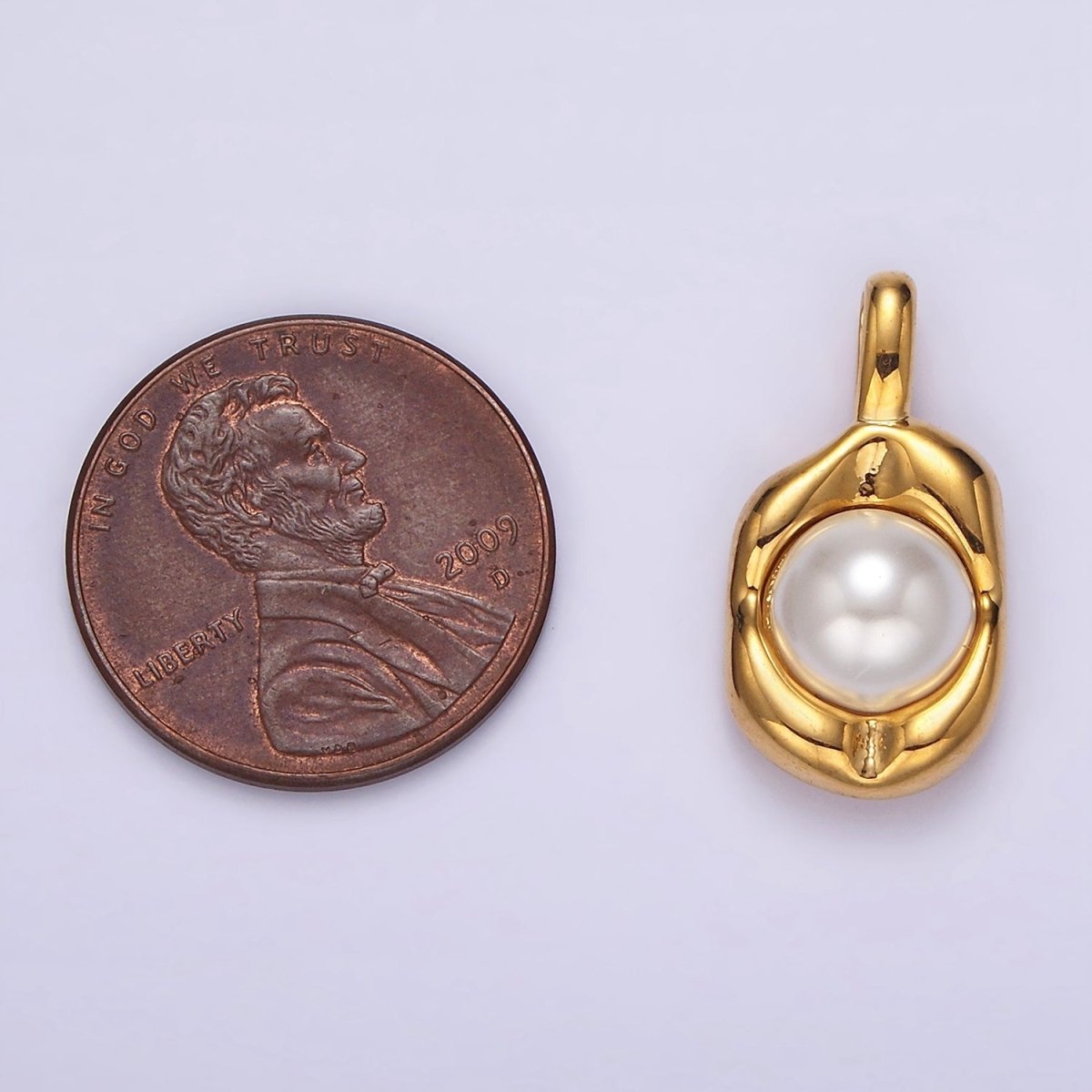 14K Gold Filled Pearl Molten Hammered Tag Pendant in Gold & Silver | AH045 AH046