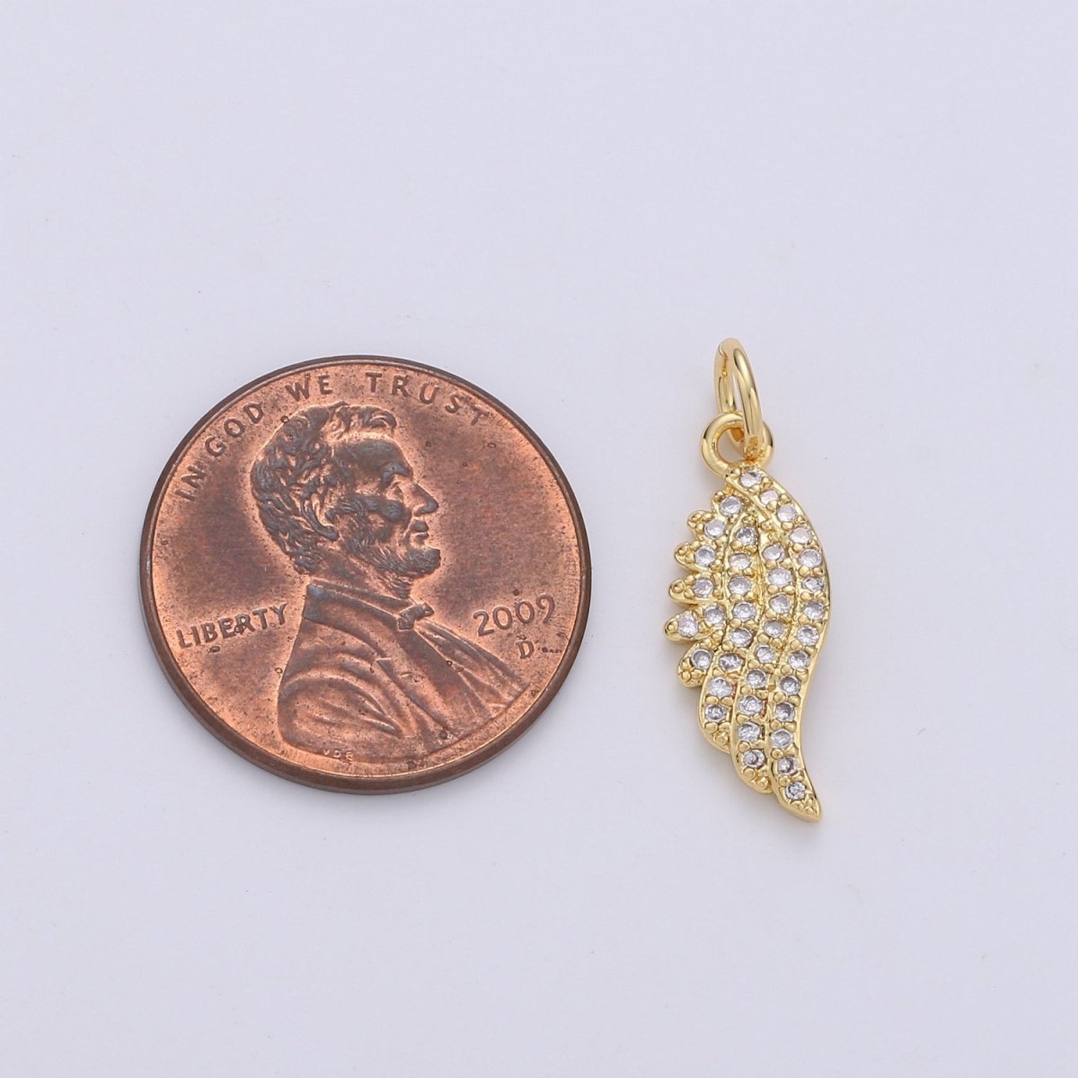 14k Gold Filled Small Gold Angel Wing Charm - Tiny Add on Charm - Delicate Feather Pendant for Bracelet, Necklace, Earring Component, D-255