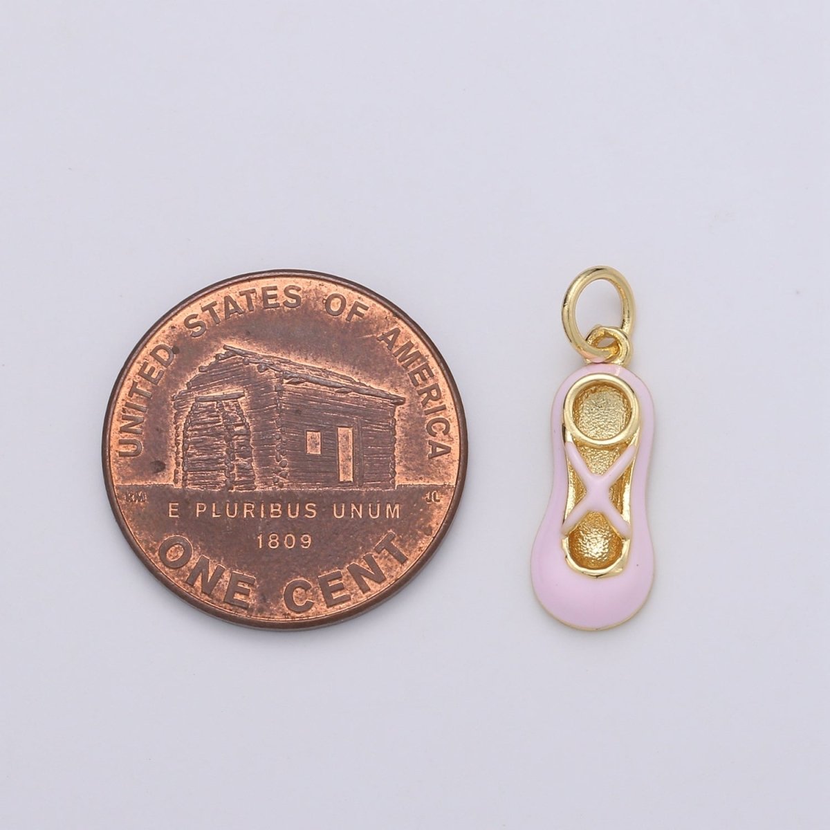 14K Gold Filled Small Gold Ballerina Shoes Charm,Dainty Pink Ballet Shoe Dancer Pendant for Kids Bracelet Earring Necklace Charm supply D-773