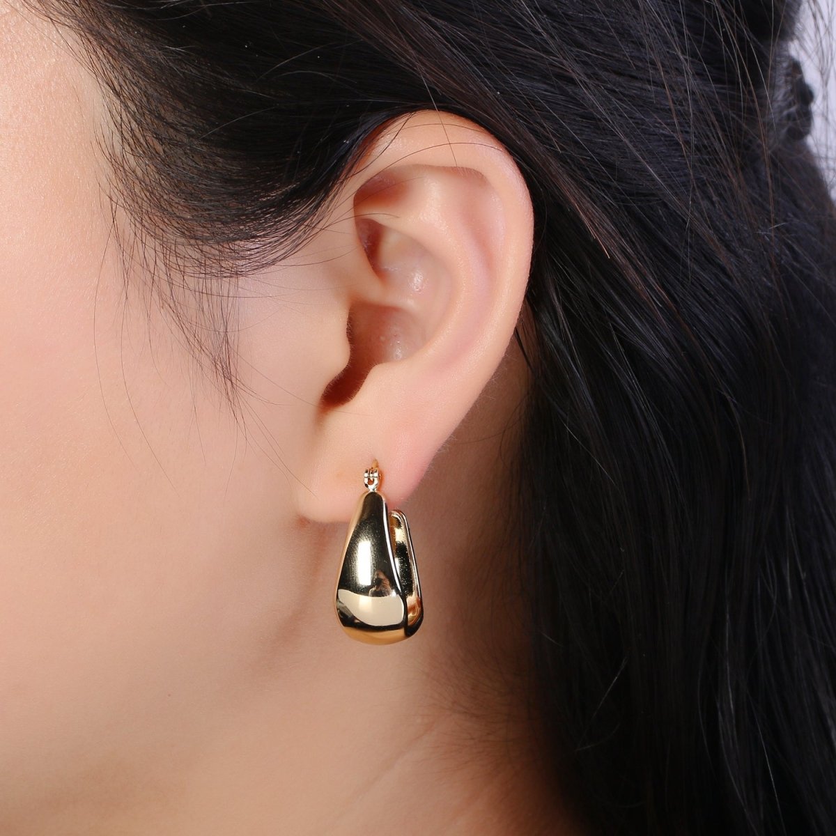 14K Gold Filled Thick Hoops - Gold Thick Hoop Earrings - Chunky Thick Hoops - Light Weight Hoops Dome Earring P-089