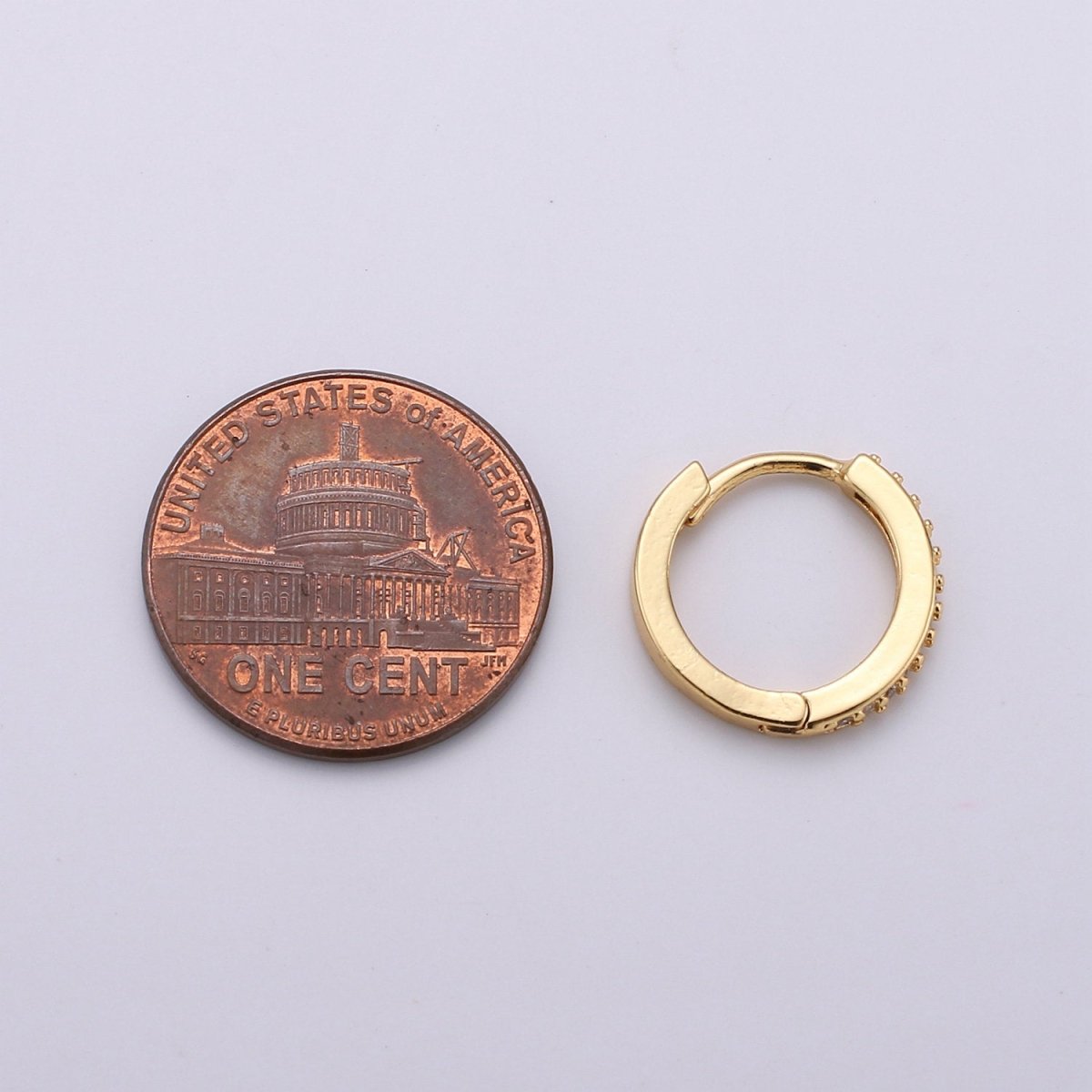 14k Gold Filled Thin Mini Ear Huggie Hoop Earrings, GOLD - micro pave cz cartilage hoops Earring K-498 K-499