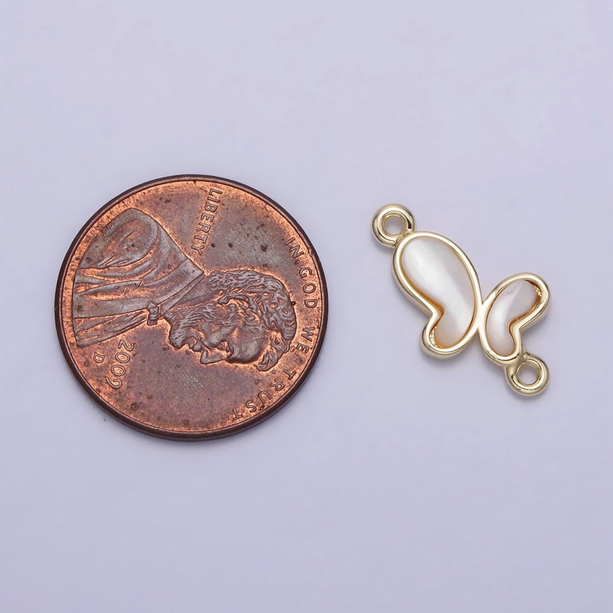 14K Gold Filled Wavy Butterfly Mariposa Shell Pearl Connector | Y-874