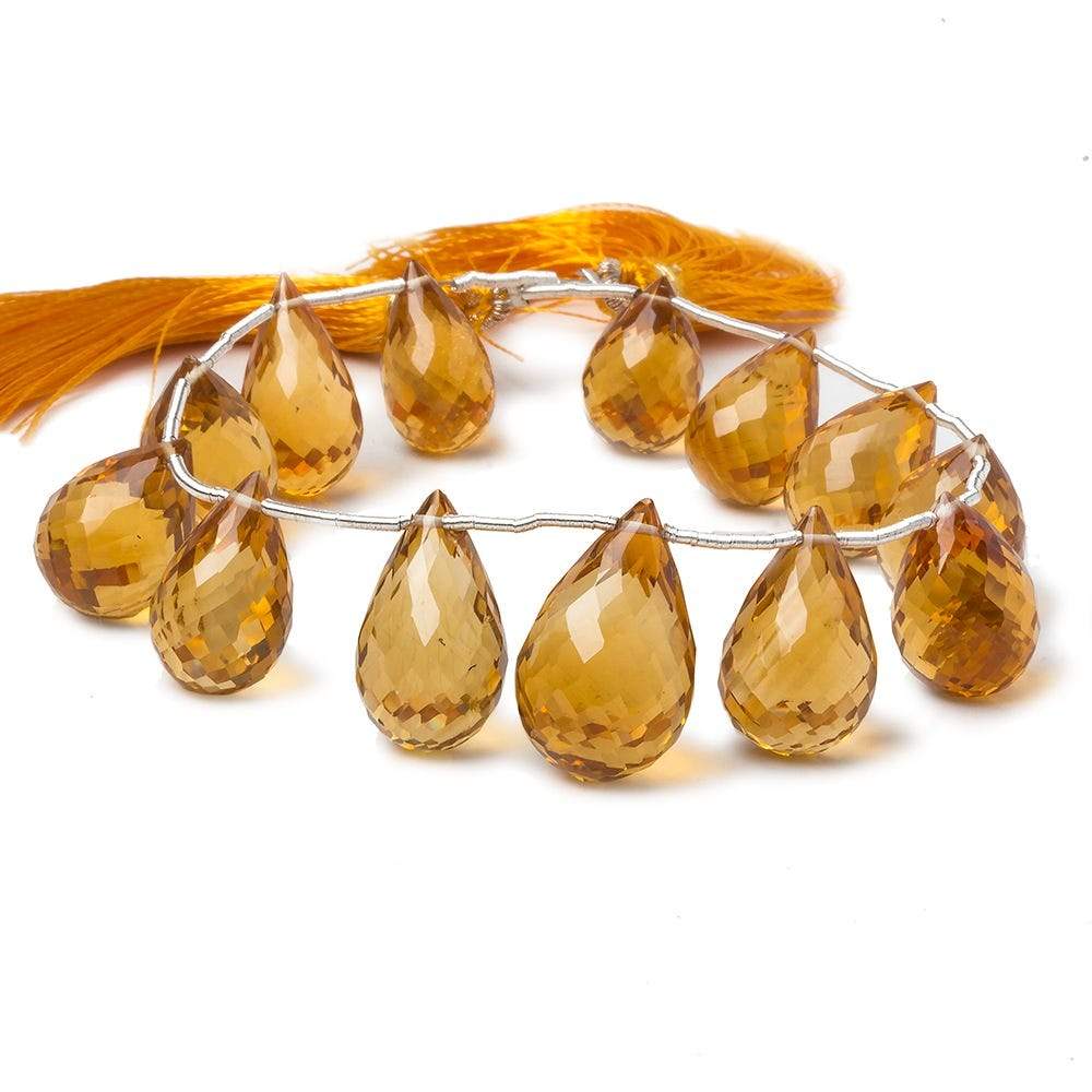 14x9 -19x12mm Madeira Citrine Faceted Tear Drop Beads 7 inch 13 pieces