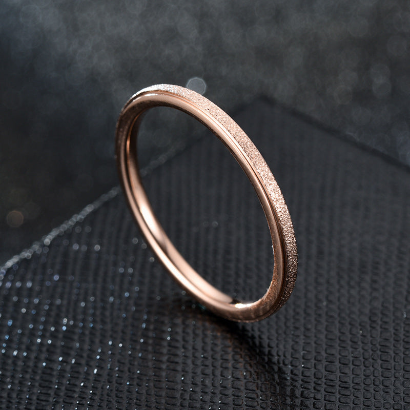 Women's Very Simple Fine Frosted Female Couple Ring