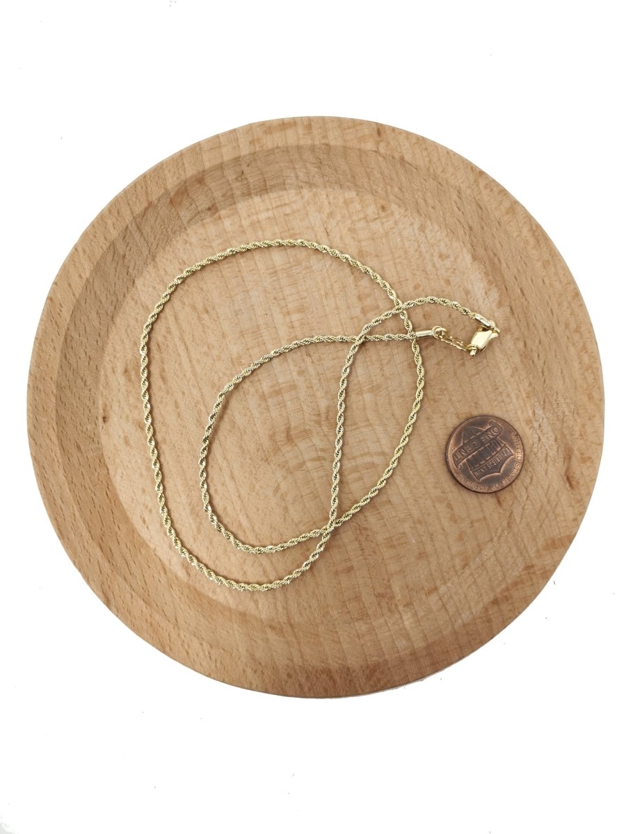 1.5mm Rope Chain Necklace - 14K Gold Plated Necklace Chain - 17.7 Inches Rope Necklace w/Lobster Clasps | CN-562 Clearance Pricing