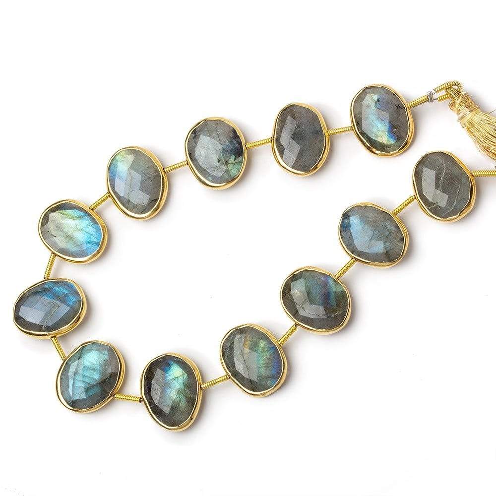 15x12mm Vermeil Bezel Labradorite Side Drilled Faceted Ovals 8 inch 12 pieces