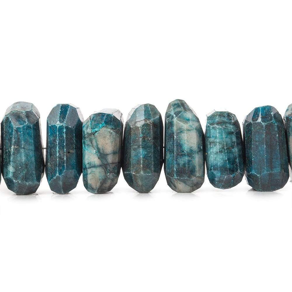 15x15-18x15mm Azurite center drilled faceted nuggets 8 inch 21 beads A