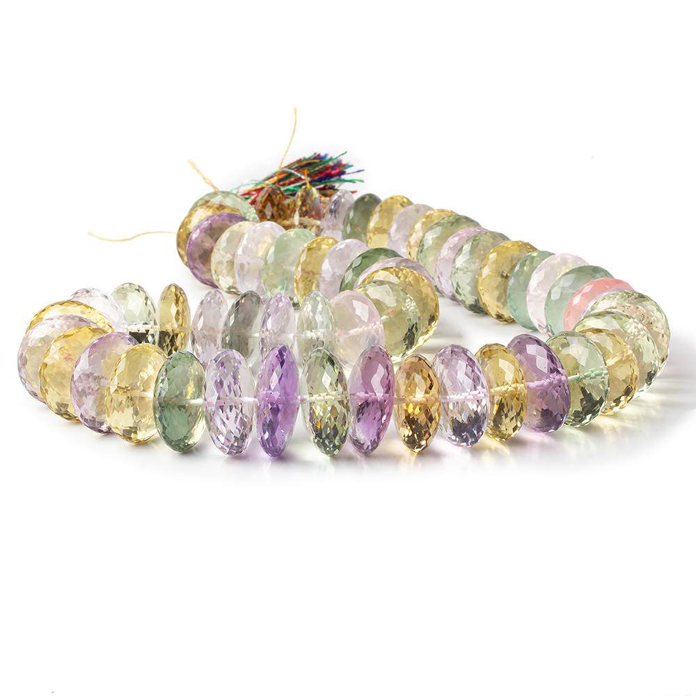 16-19mm Multi Gemstone German Faceted Rondelle Beads 16 inch 55 pieces AAA