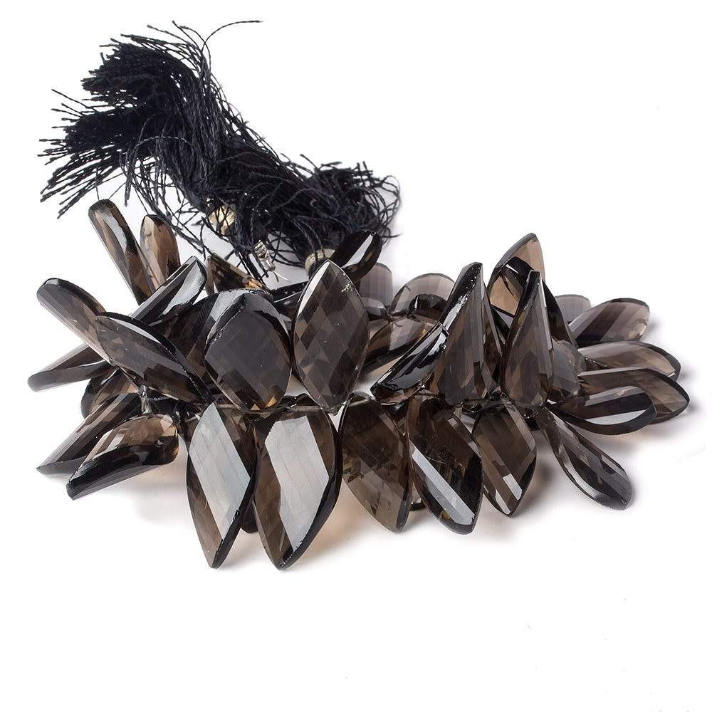 16x9-27x14mm Smoky Quartz Faceted Twist Marquise Beads 8.5 inch 56 pieces AA