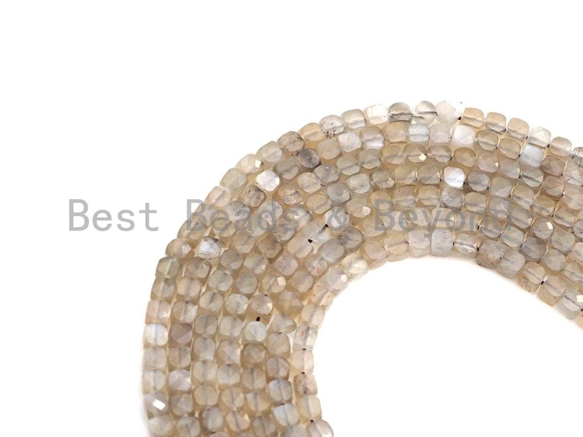 High Quality Natural Moonstone Beads, 4mm Moonstone Cube Faceted Beads, 16" Full strands, sku#U782