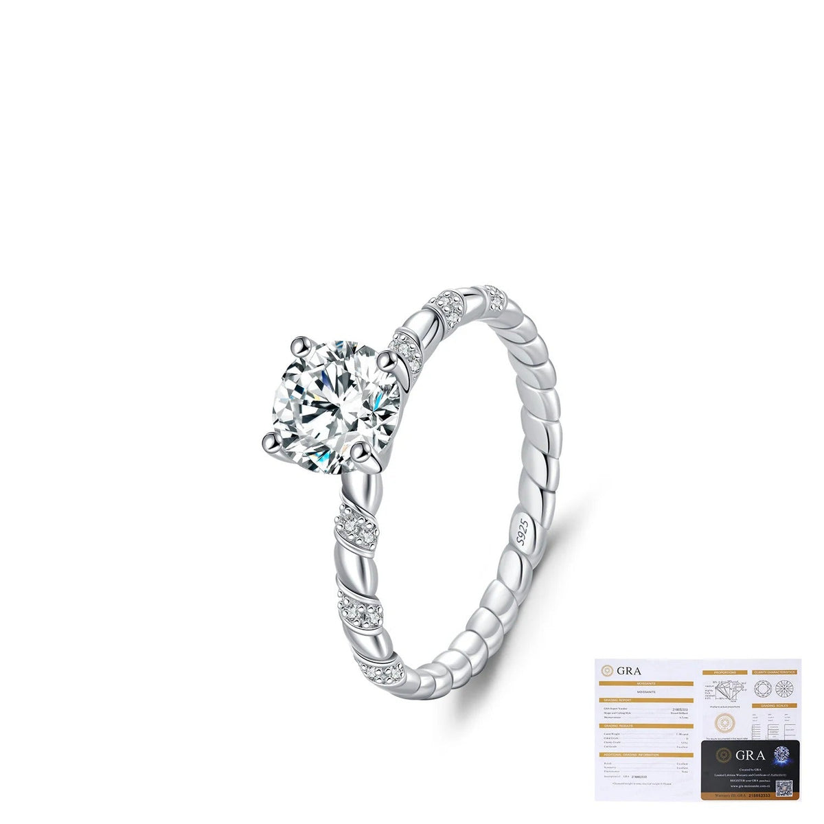 Round D-Color VVS1 Moissanite Solitaire Engagement Ring in Sterling Silver