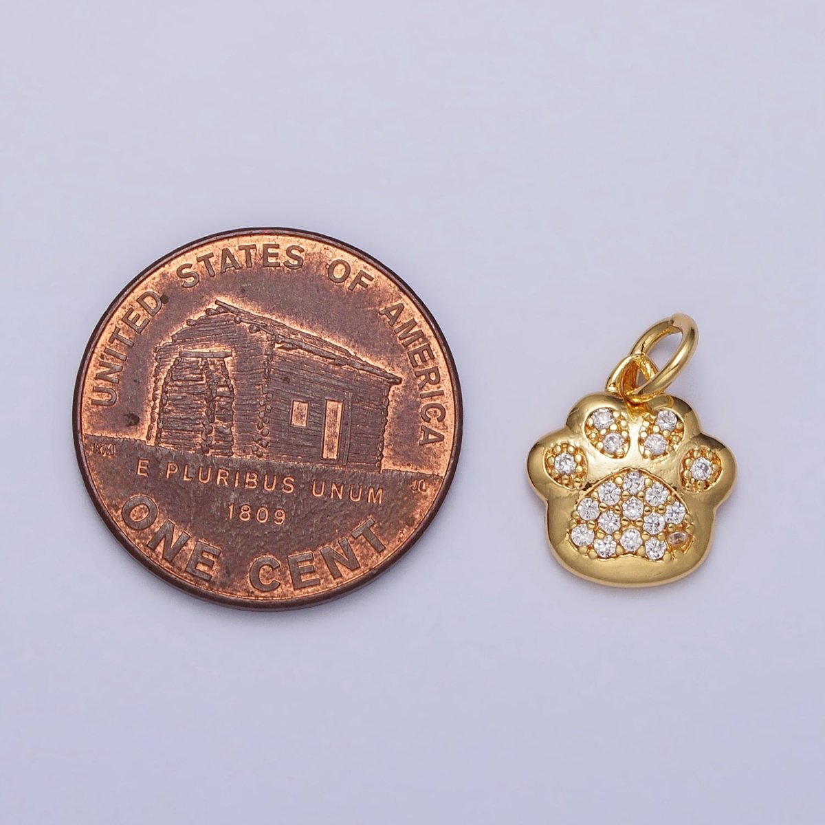 16K Gold Filled Clear Micro Paved CZ Animal Pawprint Add-On Charm | AC251