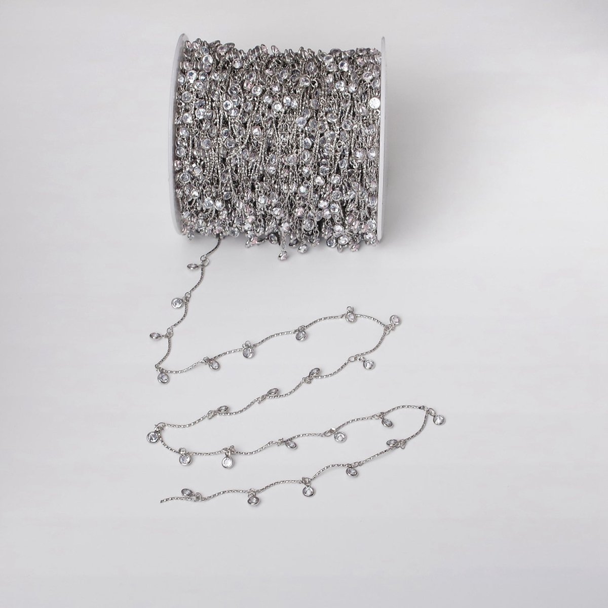 16K Gold Filled Clear Round Drop Textured Designed Unfinished Chain in Gold & Silver | ROLL-1363 ROLL-1364 Clearance Pricing