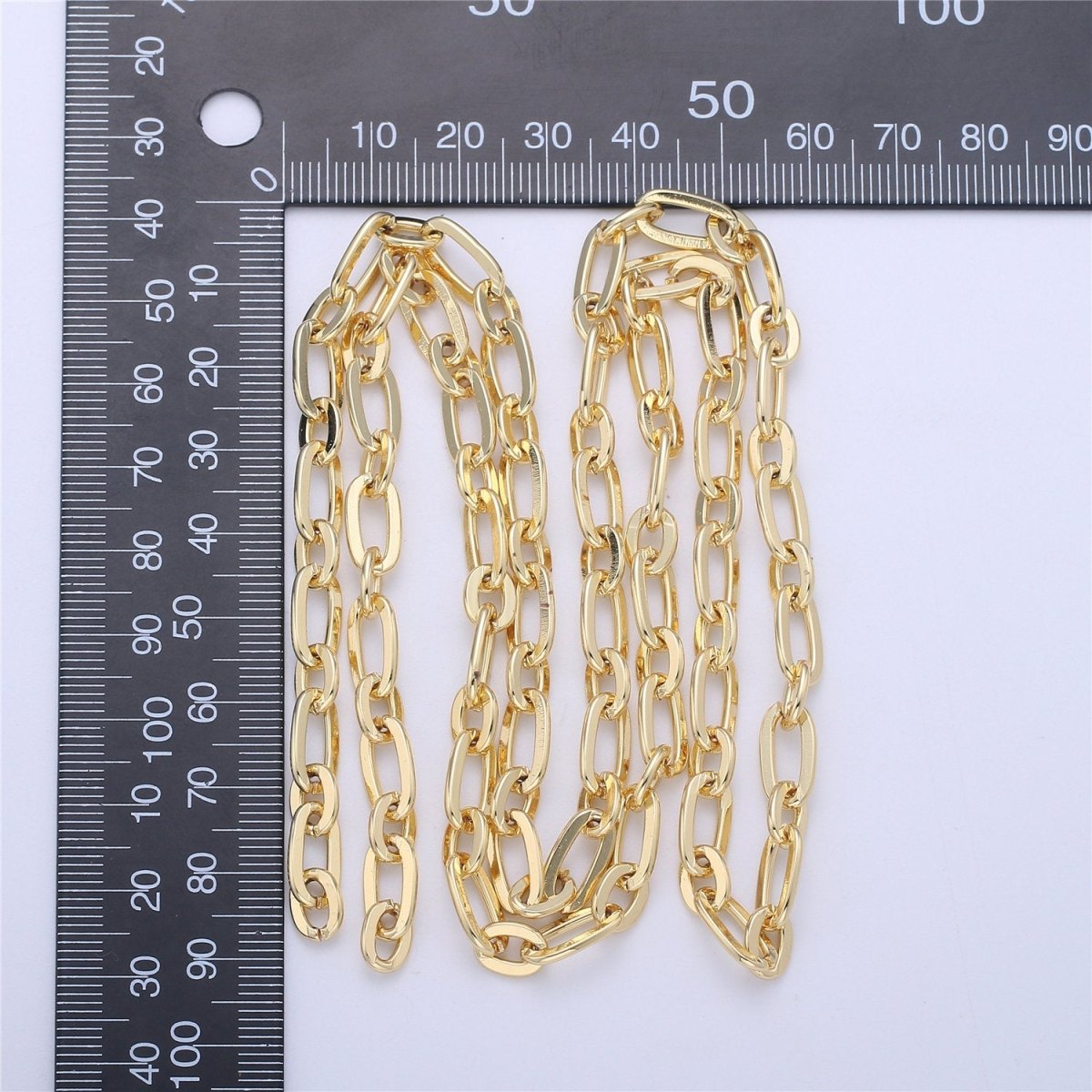 16k Gold Plated Elongated Rectangle Oval Chain, 6x12 mm 6mm width unfinished chain by yard for jewelry making supply ROLL-029 Clearance Pricing