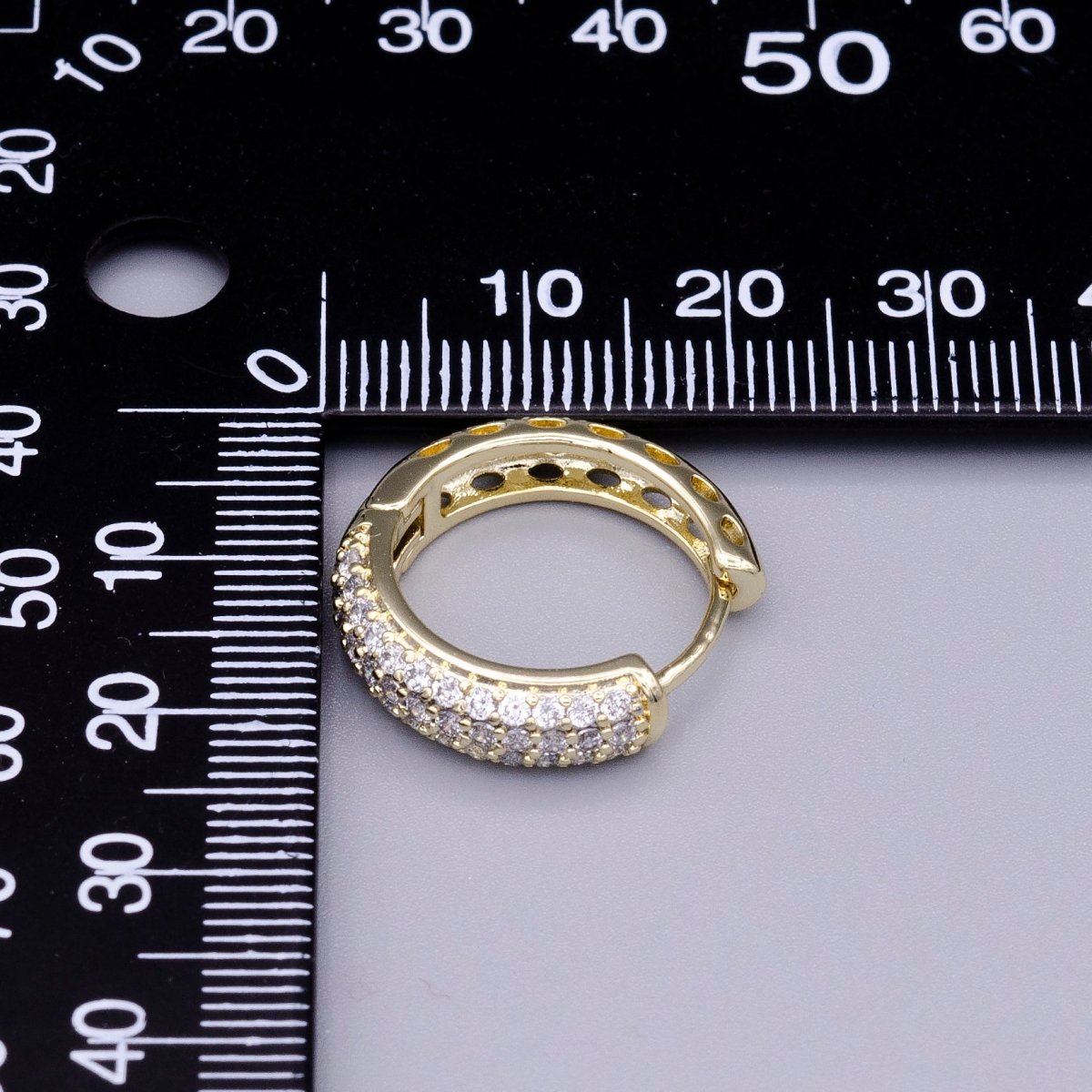 16K Gold Filled Micro Paved CZ 20mm Huggie Earrings | AD1310