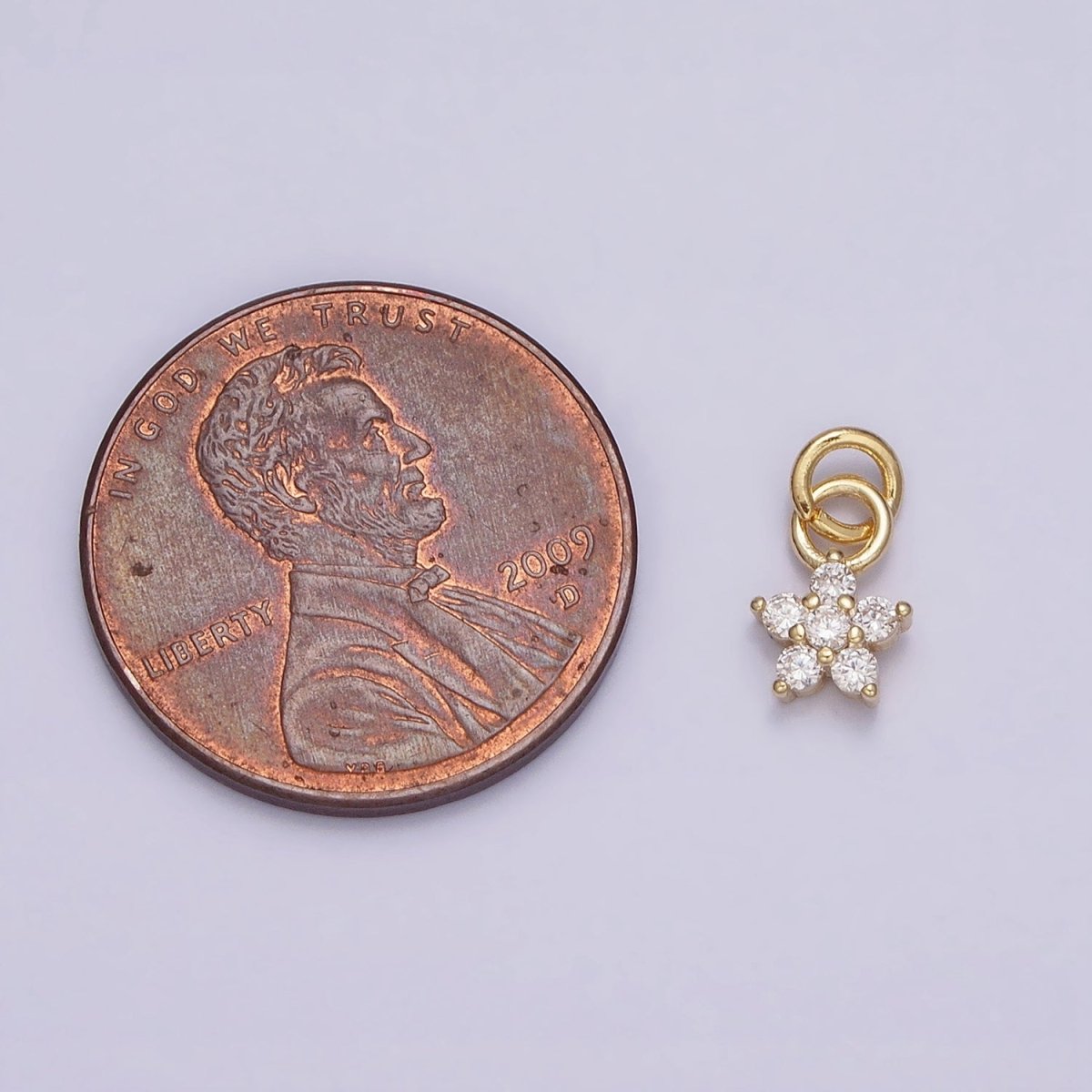 16K Gold Filled Mini Flower Clear CZ Add-On Charm | AC1148