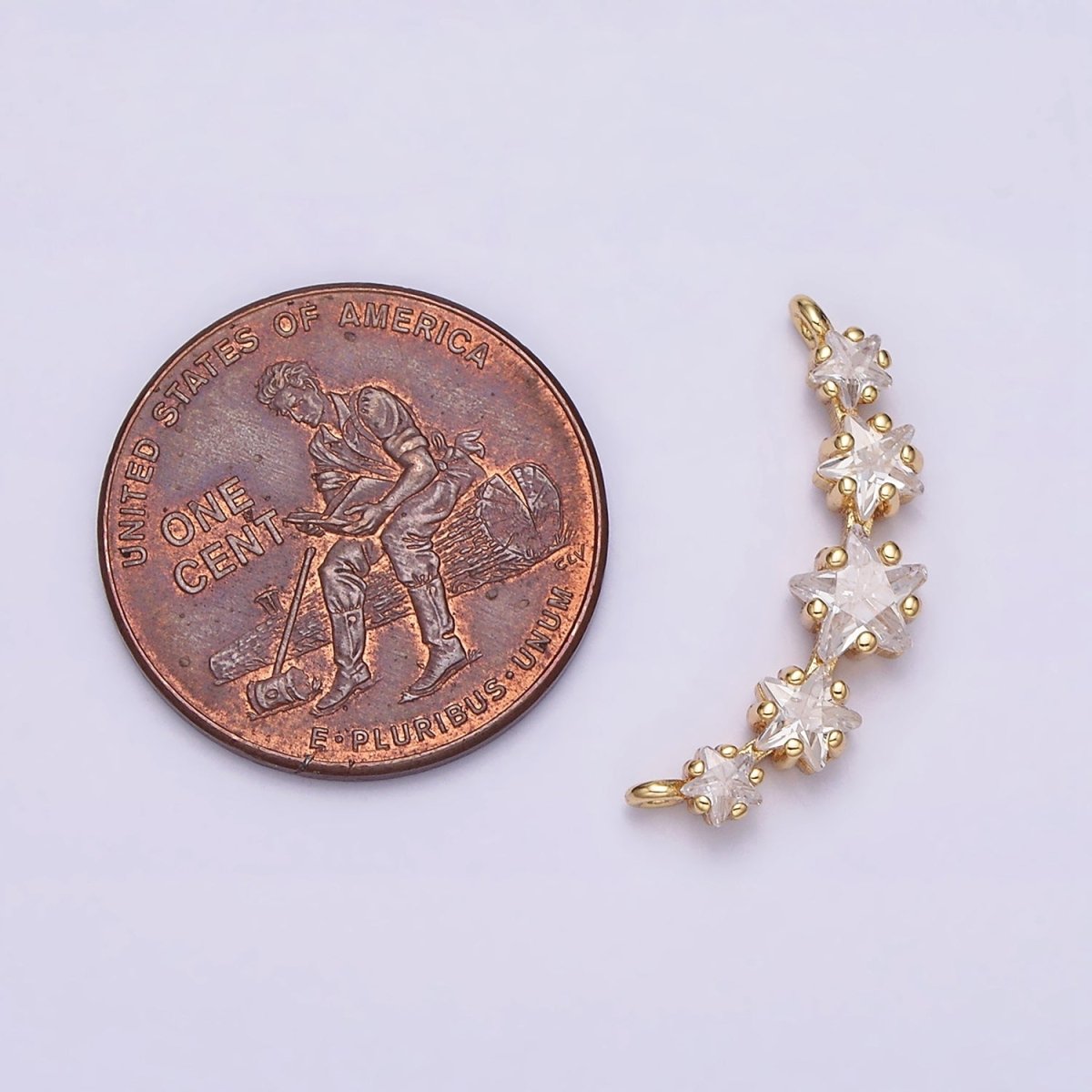 16K Gold Filled Multiple Celestial Star Charm Connector Clear CZ Lined in Gold & Silver | G907-G908