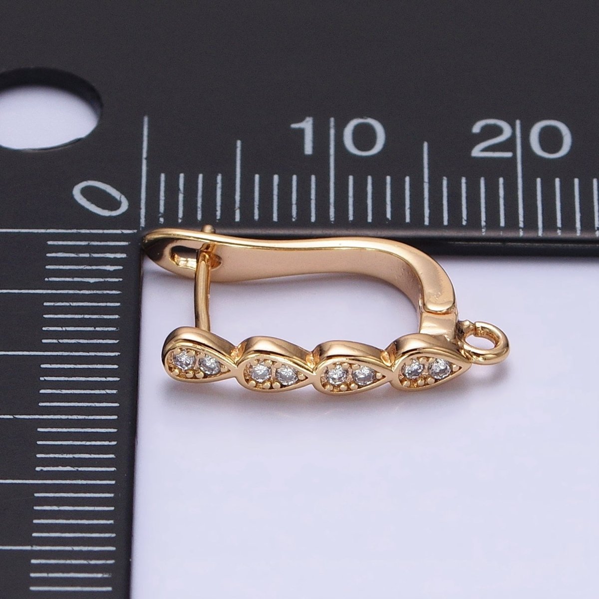 16K Gold Filled Multiple Teardrop Micro Paved English Lock Earrings Supply in Gold & Silver | Z-229 Z-230