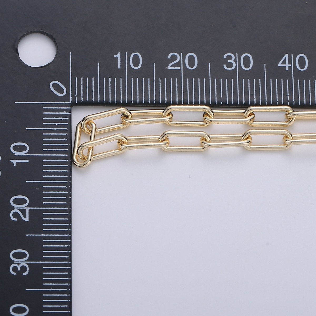 16K Gold Filled Paperclip Rolo Cable Chain By Yard, Thickness 4mm | ROLL-309