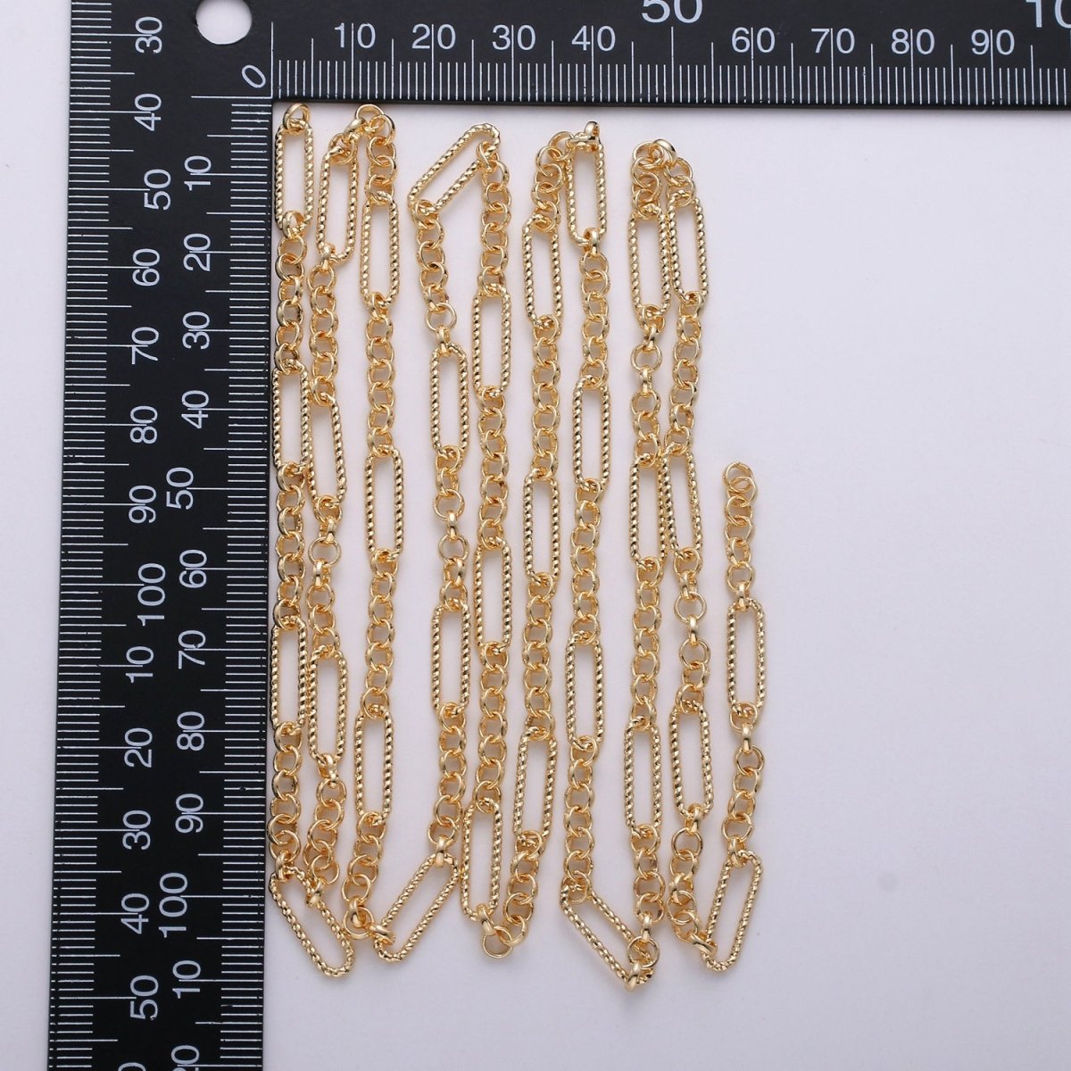 16K Gold Filled Rolo Figaro Long and Short Fancy Chain, 3X14mm Sold By Yard, Bracelet, Necklace Chain Supply Component | ROLL-264 Clearance Pricing