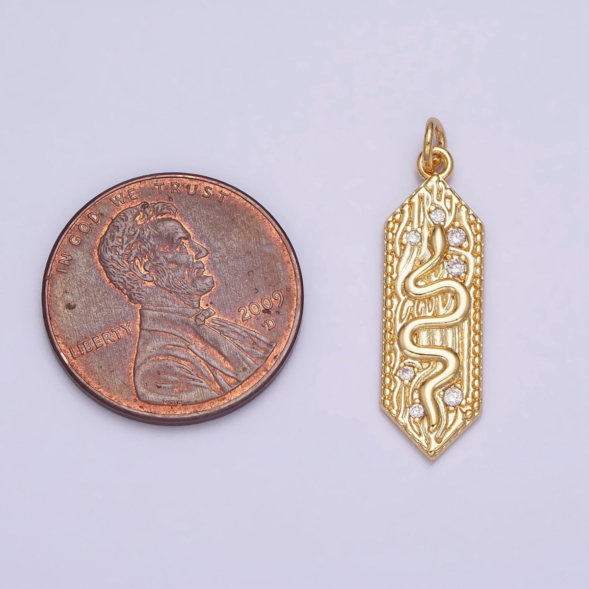 16K Gold Filled Serpent Snake Wood Tree Textured Nature Charm | AC1162